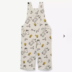 Peanuts Snoopy and Woodstock Print Overalls Size 5t